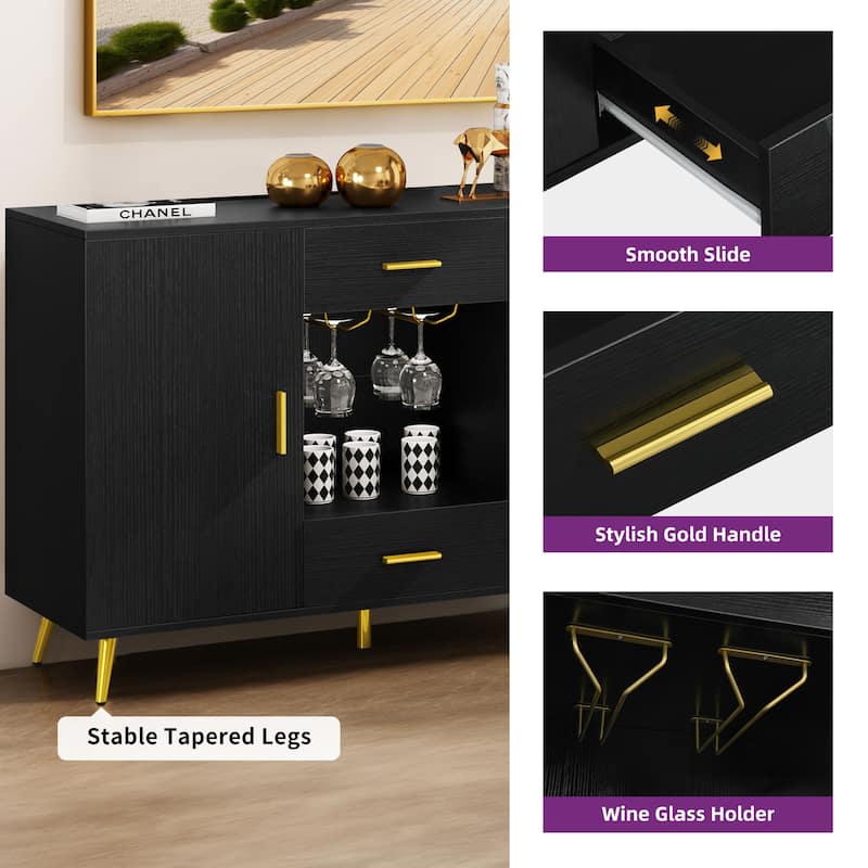 Moasis Wood Storage Sideboard Buffet Storage with 2-Drawers & 2-Doors