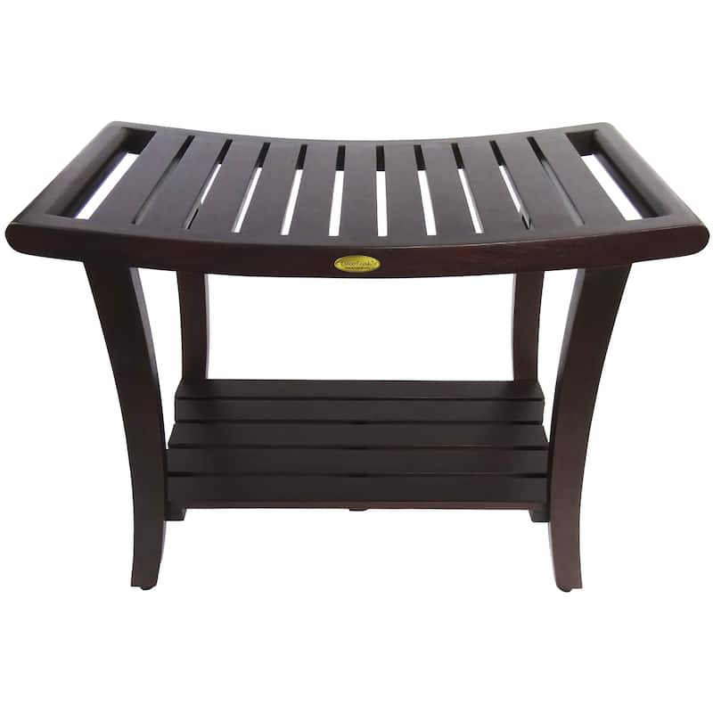 EcoDecors Harmony Woodland Brown 30" Teak Bench, LiftAide Arms