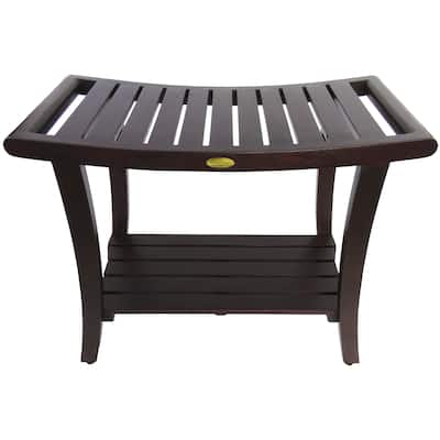 EcoDecors Harmony Woodland Brown 30" Teak Bench, LiftAide Arms