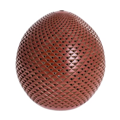 Novica Handmade Ancient Volcano Terracotta Candle Shade