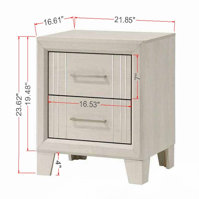 1pc Contemporary Two-Drawers Nightstand Bed Side Cabinet