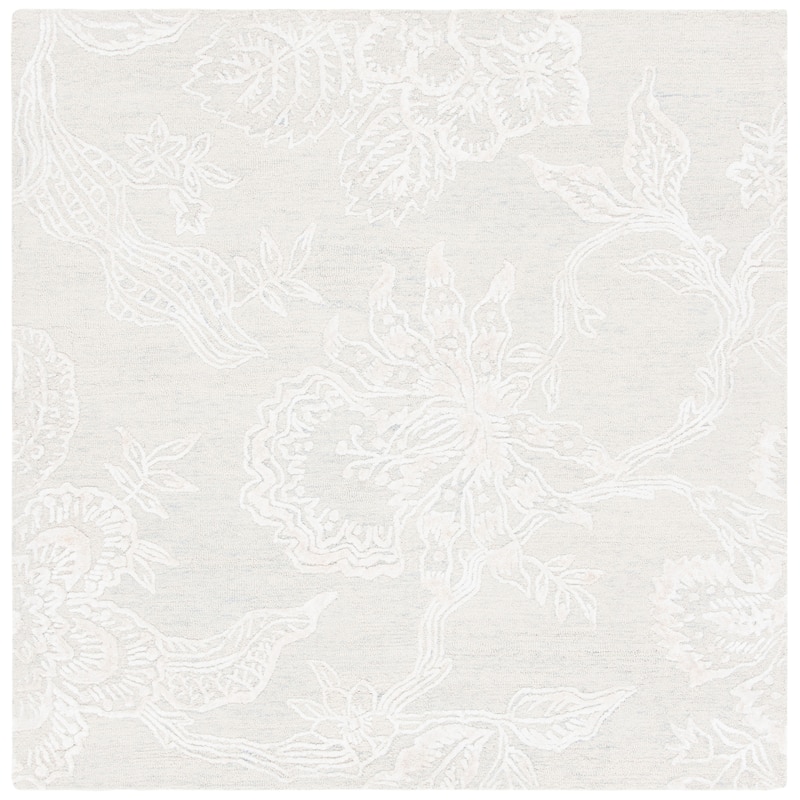 SAFAVIEH Handmade Glamour Korinna Modern Wool Rug - 6' Square - Light Blue/Ivory