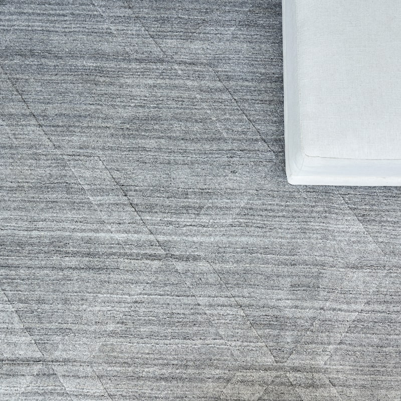 EXQUISITE RUGS Castelli Hand-loomed Bamboo Silk/Wool Grey Area Rug.