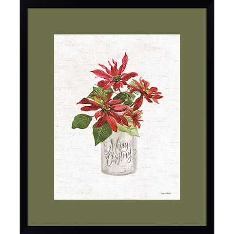 Lettered & Lined 'Merry Christmas Poinsettia' Framed Art