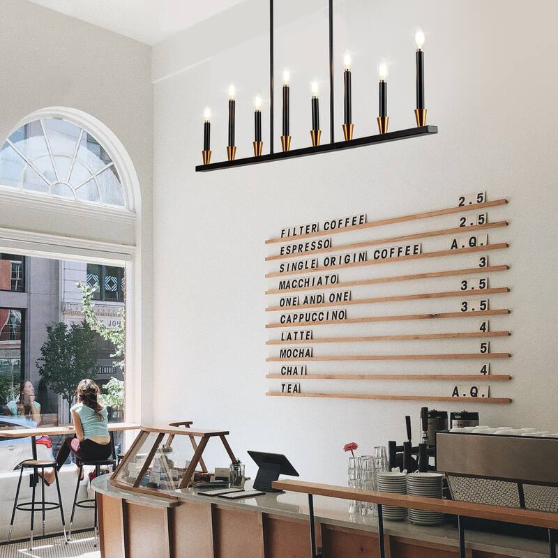 Kitchen Island Lights Linear Farmhouse Chandelier Linear Candle Chandelier - 8-Light