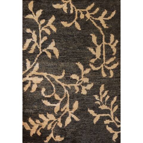 Abstract Area Rug Hand-knotted Jute Carpet - 4'7" x 6'6"