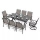 preview thumbnail 21 of 27, Kullavik Textilene Outdoor Dining Set, Patio Dining Set with Single Chairs, Swivel Chairs and Large Table