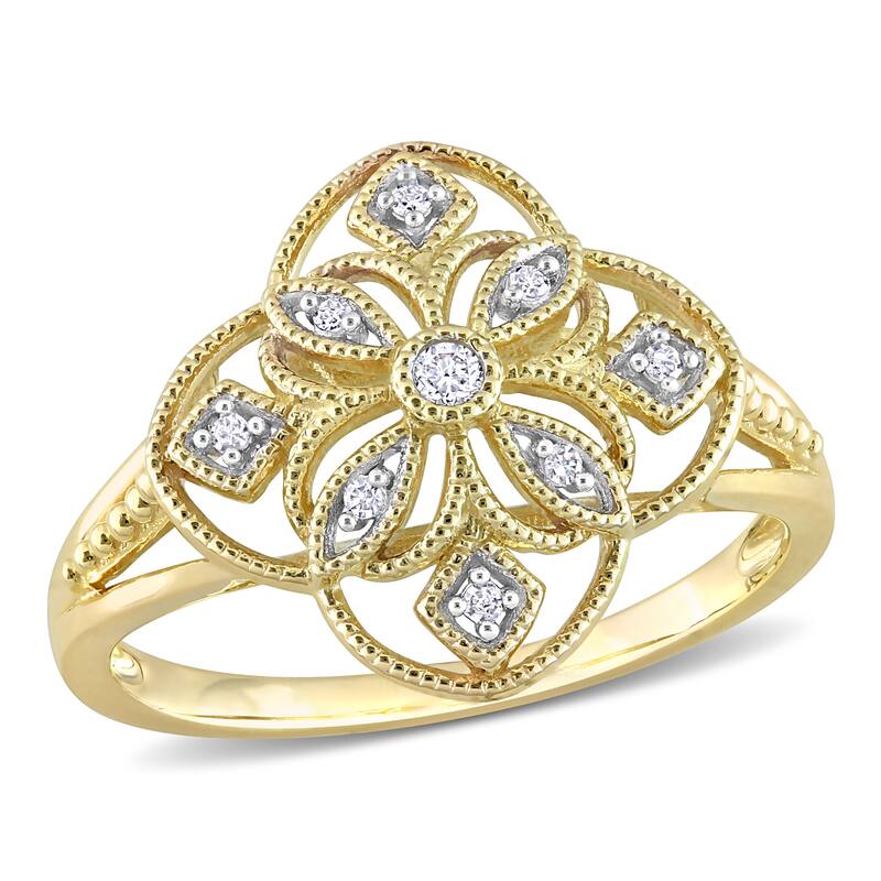 Miadora 10k Yellow Gold Diamond Accent Quatrefoil Lace Ring