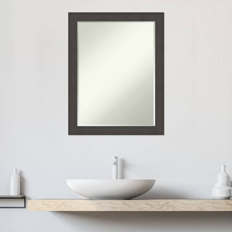 Blaine Narrow Half-Inch-Bevel Framed Bathroom Vanity Wall Mirror - Glass Size 18x24