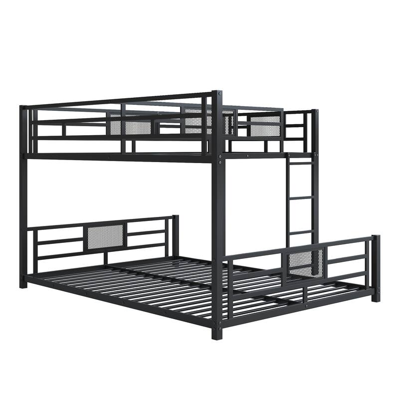 L-Shaped Twin Over Full Metal Bunk Bed in Black