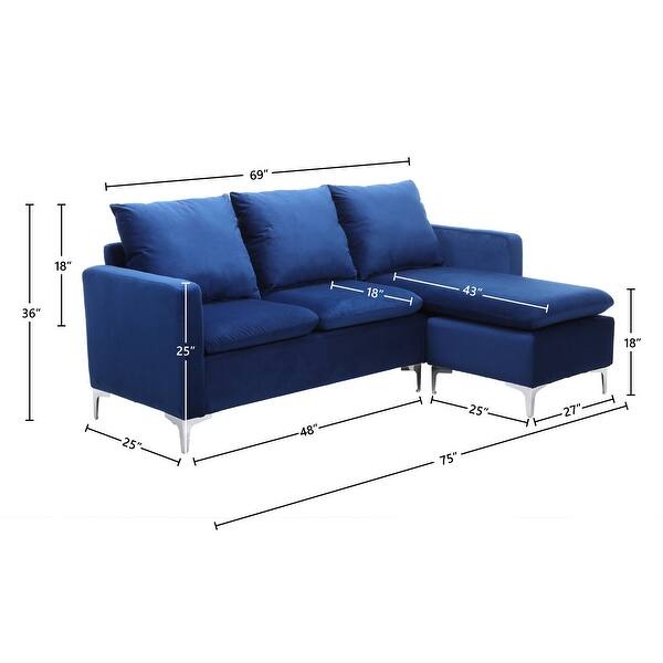 Shop Minori Modular Velvet Sectional Sofa With Pillow Back And Movable Chaise Overstock 31912467