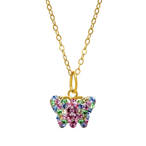 Crystaluxe Butterfly Pendant with Swarovski elements Crystals in 14K Gold-Plated Sterling Silver