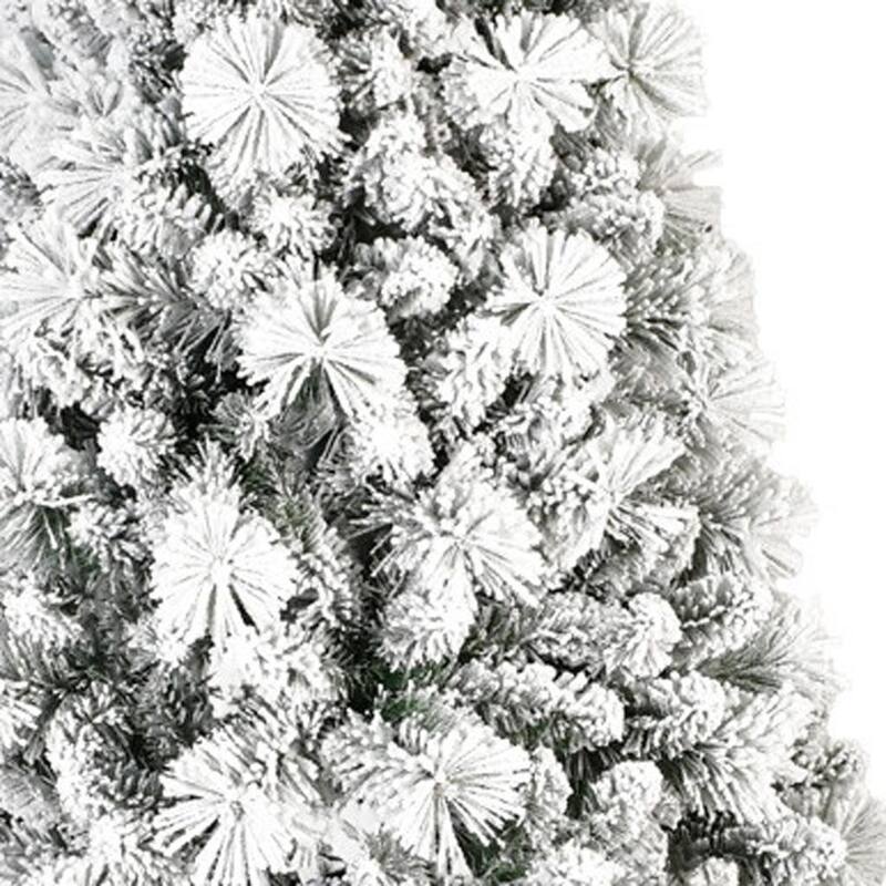 HomeRoots 9' Green And White Slender Flocked Pine Christmas Tree