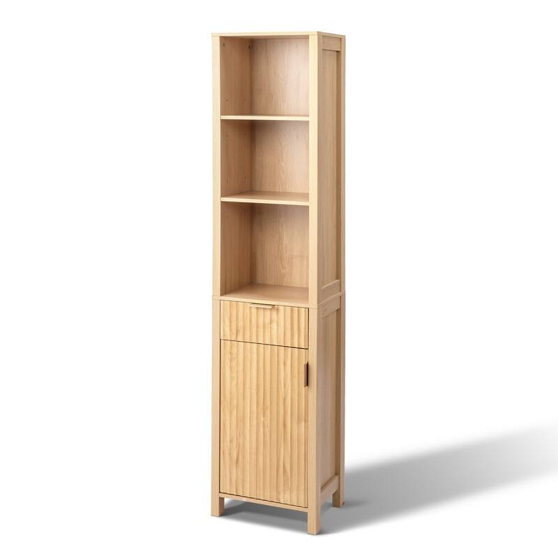 Oak Freestanding Cabinet With Drawer With Door Bookcase - Oak