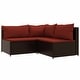 preview thumbnail 24 of 100, vidaXL Patio Corner Sofa with Cushions Black/Brown/Gray Poly Rattan