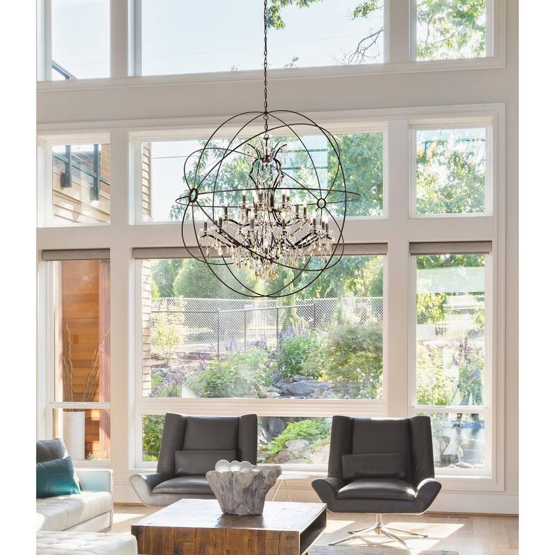 Royce Edge 25-Light Dark Bronze Chandelier - dark bronze (royal cut clear crystals)