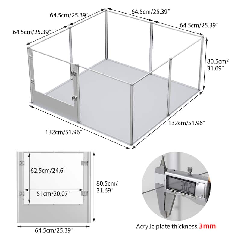 Acrylic Dog Playpen Fence Exercise Play Pen for Cats, Puppies, Rabbits