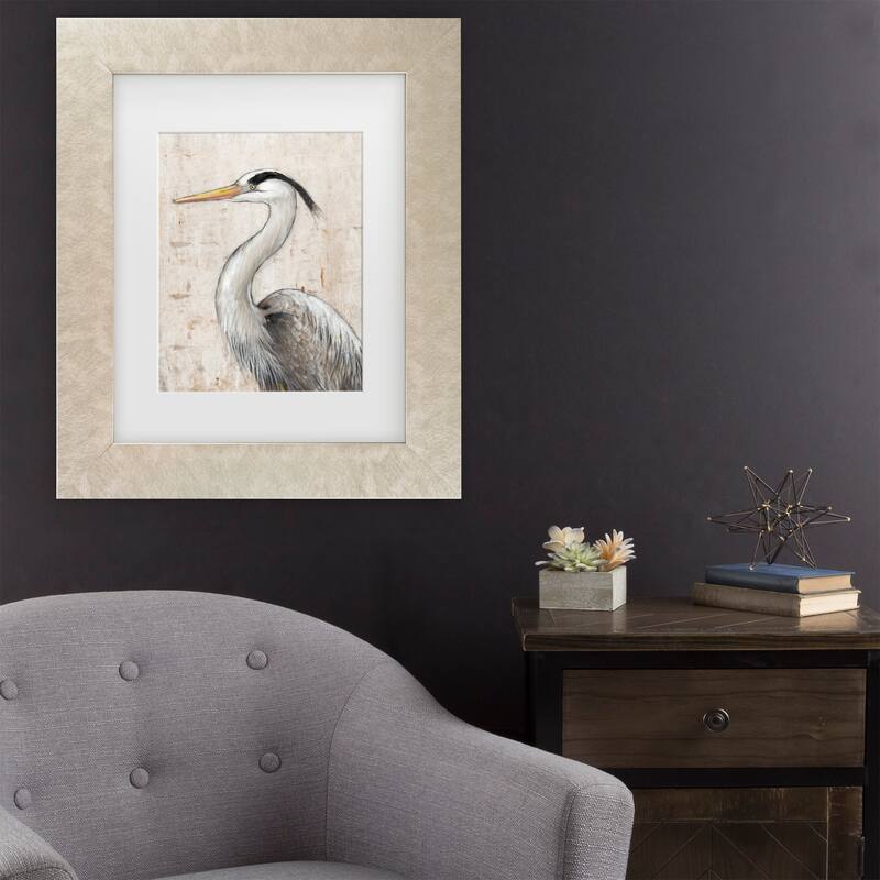 Tim O'Toole 'Grey Heron II' Matted Framed Art