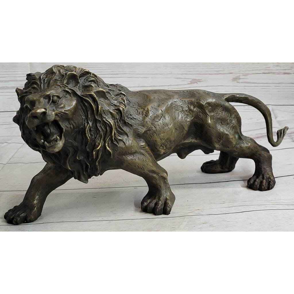Barye Hot Cast Wildlife African Lion Bronze Sculpture Figurine Figure Art Decor