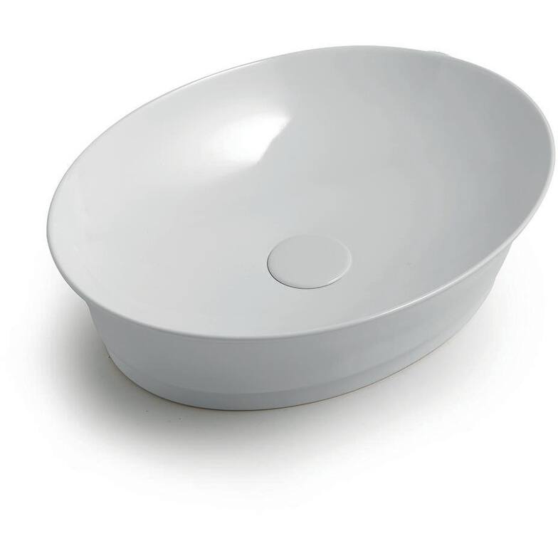 WS Bath Collections Mood ID 50.38 Mood 19-11/16" Oval Ceramic Vessel - Glossy White