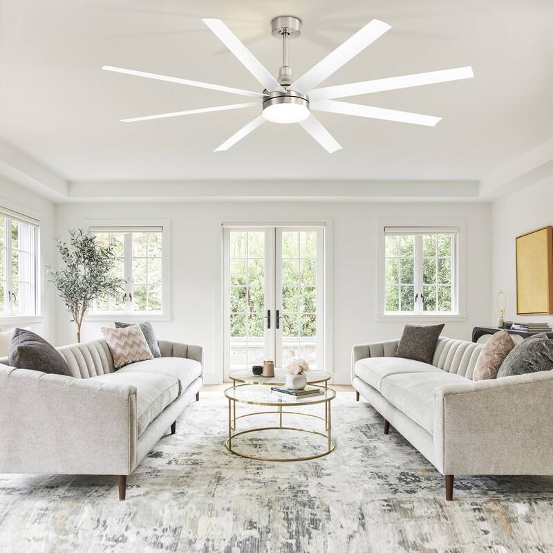 65/72/84 Inches Large LED Ceiling Fan with Light Remote(8-Blade)