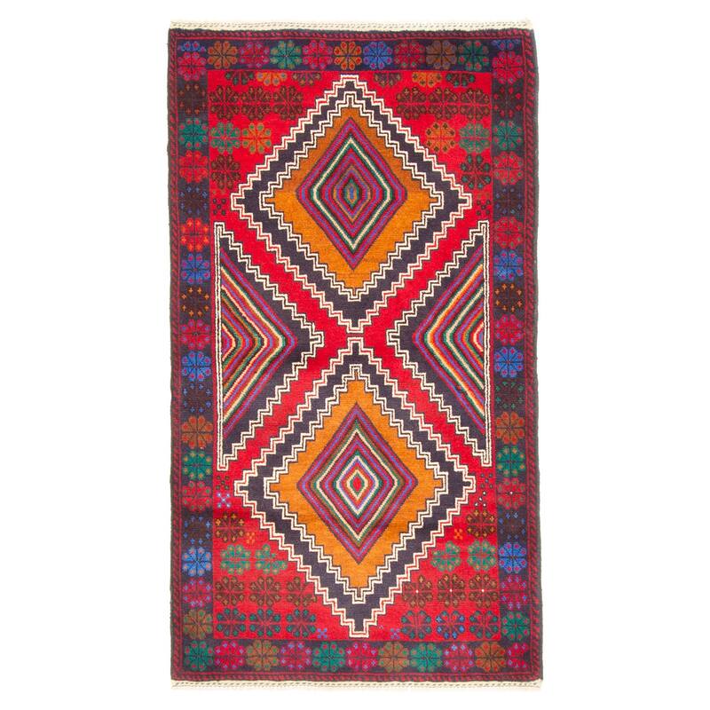 ECARPETGALLERY Hand-knotted Teimani Red Wool Rug - 2'9 x 5'1