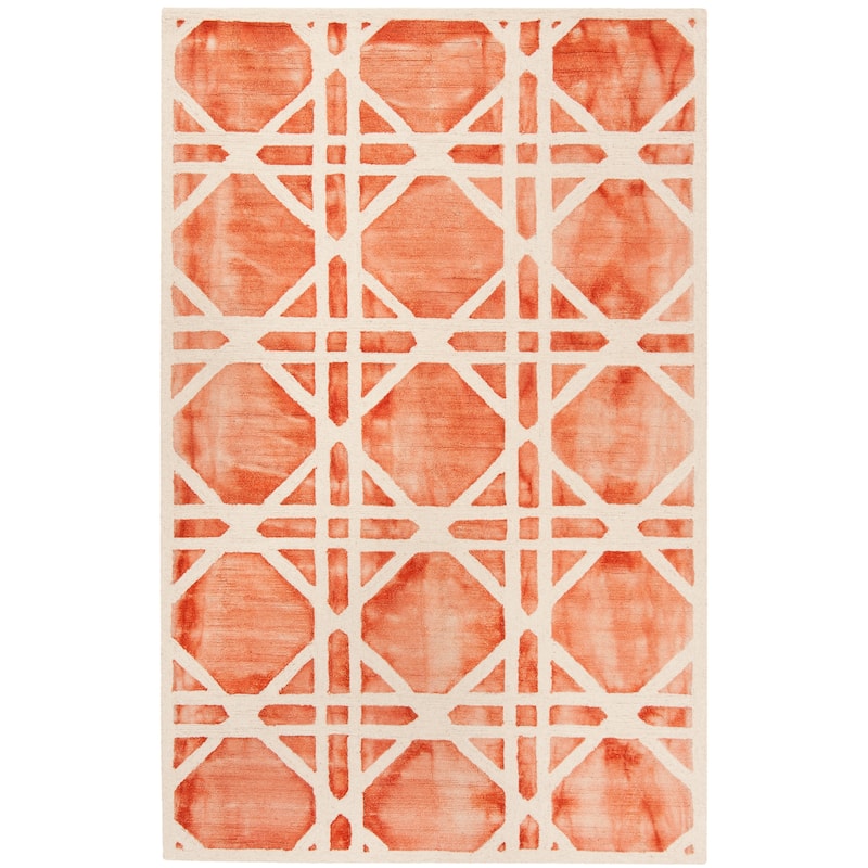 SAFAVIEH Handmade Dip Dye Oceana Geometric Wool Rug - 3' x 5' - Ivory/Orange