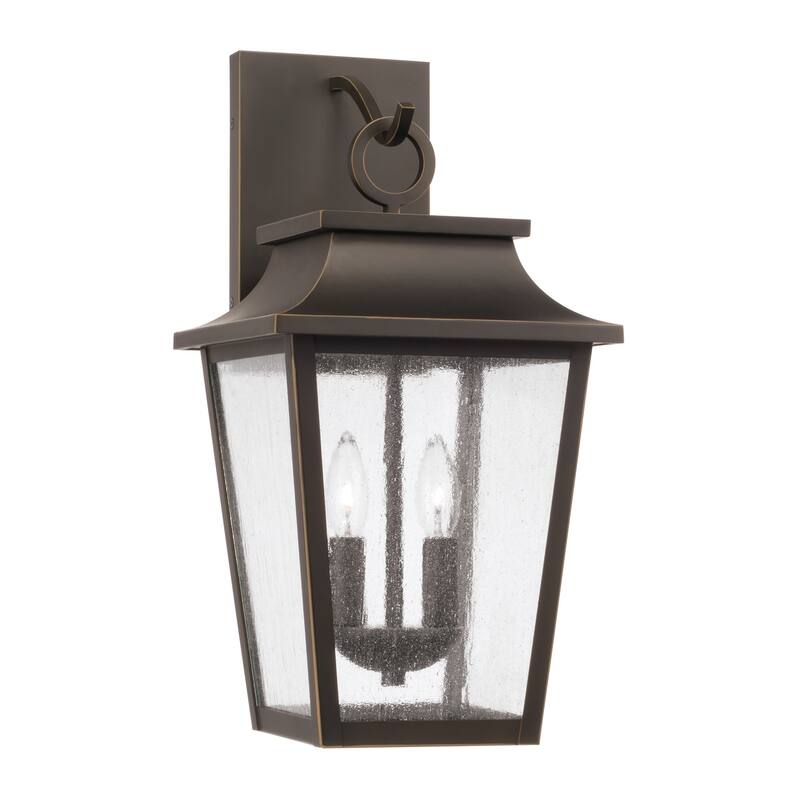 13"W x 24"H 4-Light Outdoor Tapered Wall Lantern in Oiled Bronze with Ripple Glass - Oiled Bronze - 10"W x 20"H x 11"E