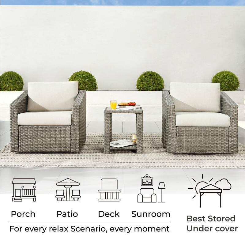 Oakley Outdoor Wicker Patio Furniture Swivel Chair