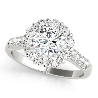 Auriya 14k-White Gold Lab Grown Round Diamond Halo Engagement Ring 0.50 to 5.00 ct. tw. (F-G VS)