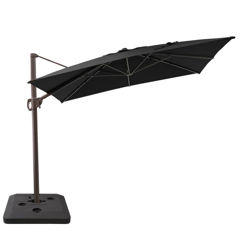 11 x 9 FT Outdoor Aluminum Patio Offset Cantilever Umbrella with Base