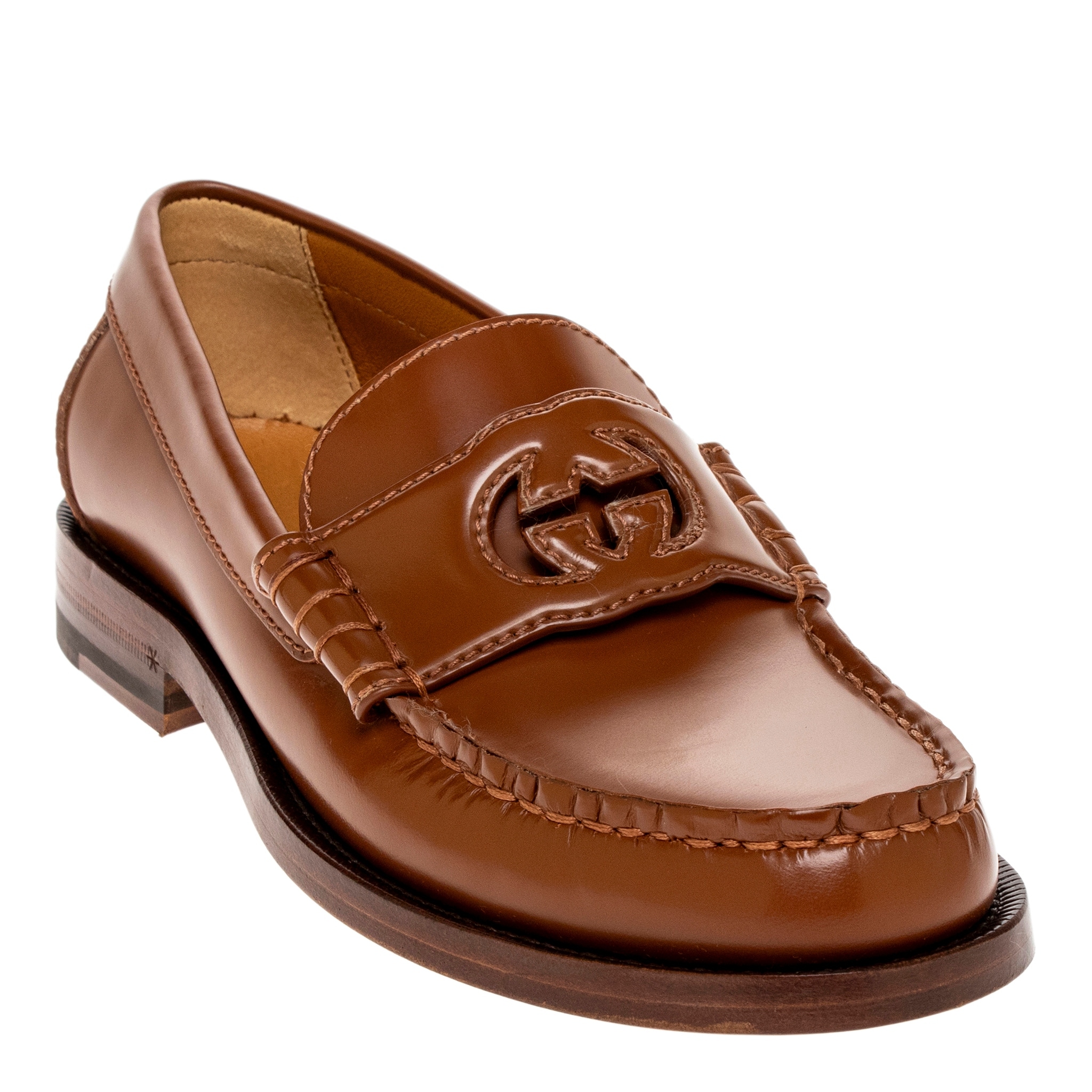 Gucci Orange Leather Interlocking-G Slip-On Loafers GUCCI - Gucci Jordaan loafers | Leam Roma - Luxury Shopping  main image 4