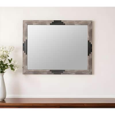 HomeRoots 28" Gray Framed Accent Mirror - 35.4' X '27.6' X '1.6