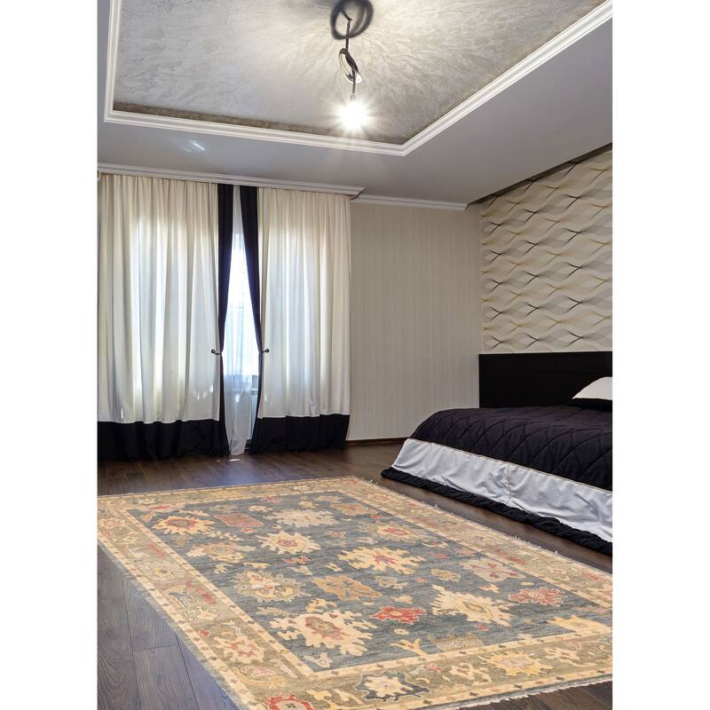 ECARPETGALLERY Hand-knotted Modern Oushak Dark Teal Wool Rug - 8'11 x 12'1