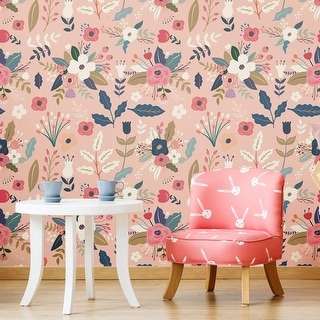 Pink Botanical Peel and Stick Removable Wallpaper 5182 - Bed Bath ...