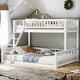 preview thumbnail 2 of 10, White Wooden Twin XL over Queen Detachable Bunk Bed with Ladder and Guardrails