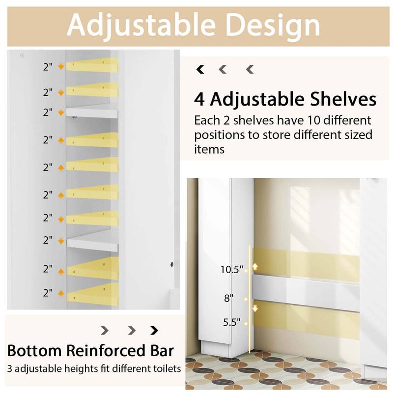 Costway Over The Toilet Storage Cabinet Double Door Bathroom Toilet - See Details