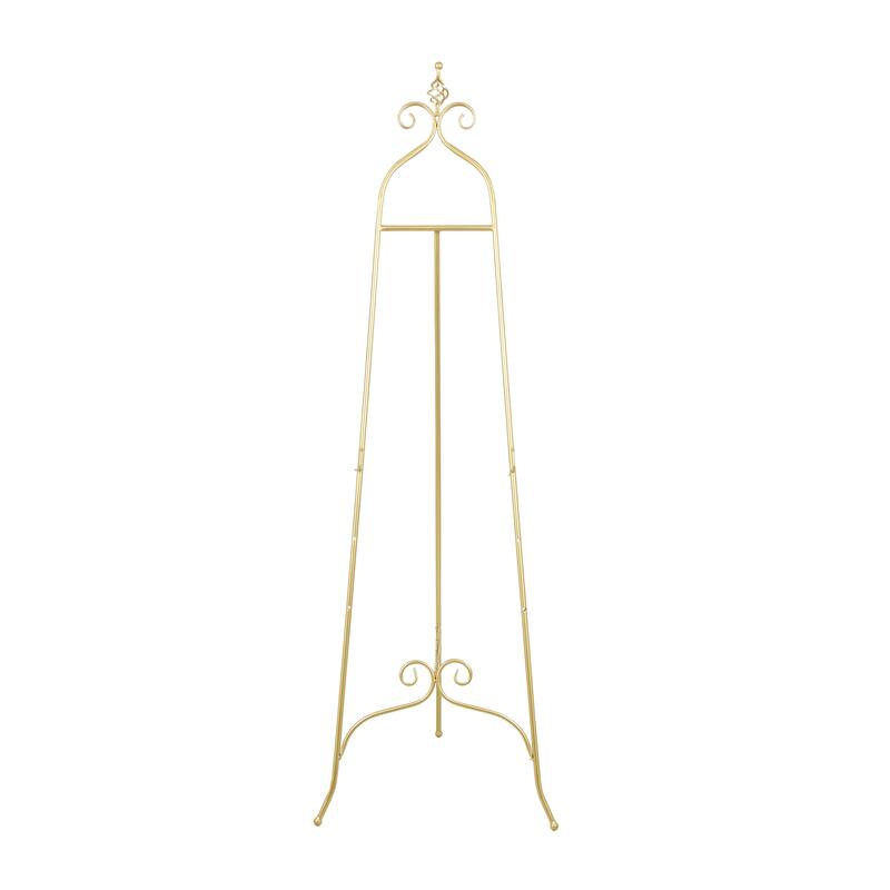 Metal Scroll Adjustable 3 Tier Display Easel with Chain Support and Swirl Finial - Black or Gold - Roche River Decor
