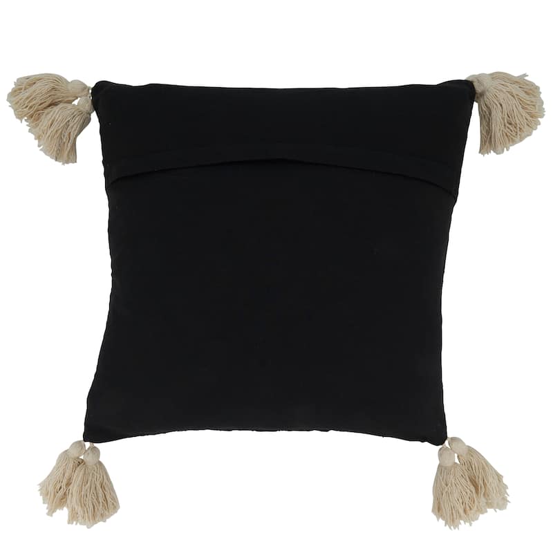 Tufted Throw Pillow With Tassel Design , 18"x18"