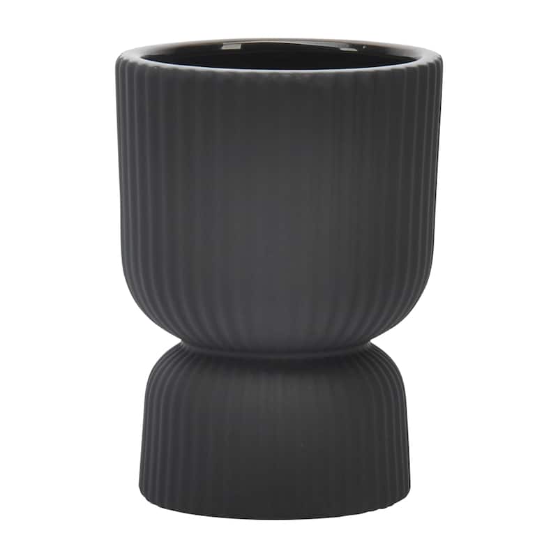 Sagebrook Home 6" Ceramic Ribbed Abstract Vase Classic Decorative Vase for Home or Office Flower Display