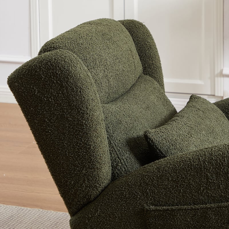 27.2"W Modern Accent High Backrest Living Room Lounge Arm Rocking Chair, Two Side Pocket