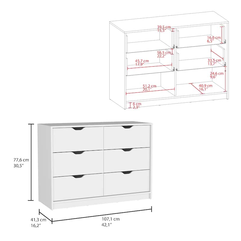 Bennett 2 Piece Bedroom Set, Nightstand + Dresser,The curio features six ample drawers