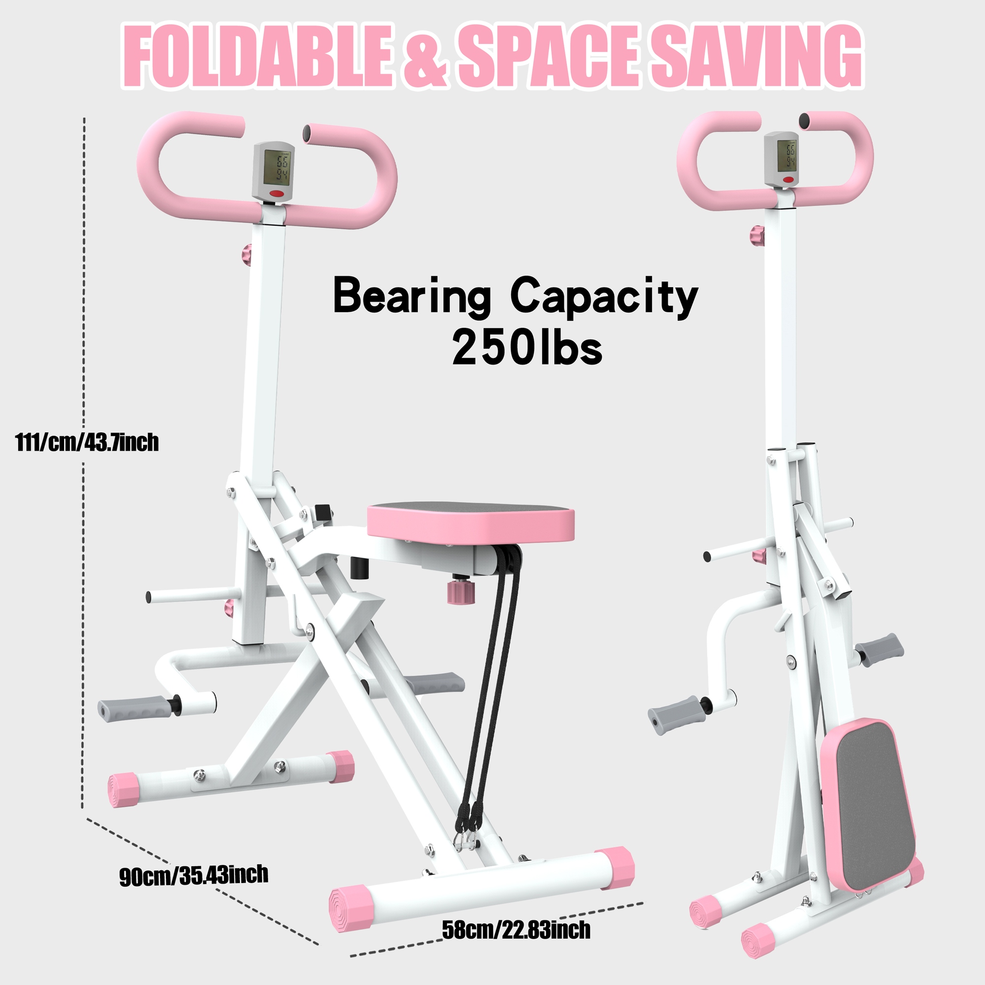 Squat Machine for Home, Assist Trainer for Glutes Workout Foldable with Resistance Bands, for Botty Glutes Butt Thighs