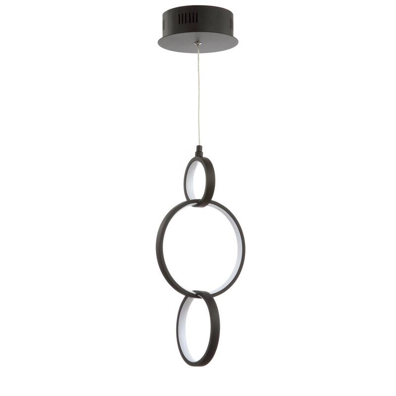 Orbit 7.75" Adjustable Integrated LED Metal Ring Pendant, Black by JONATHAN Y