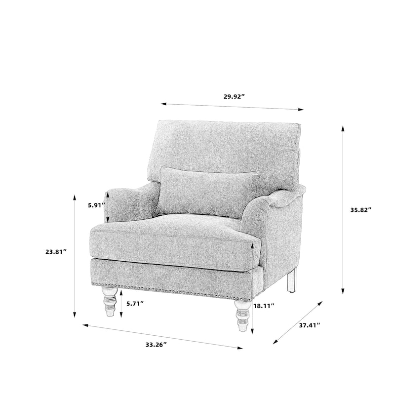 Mid Century Chenille Upholstered Accent Chair with Nailhead Trim