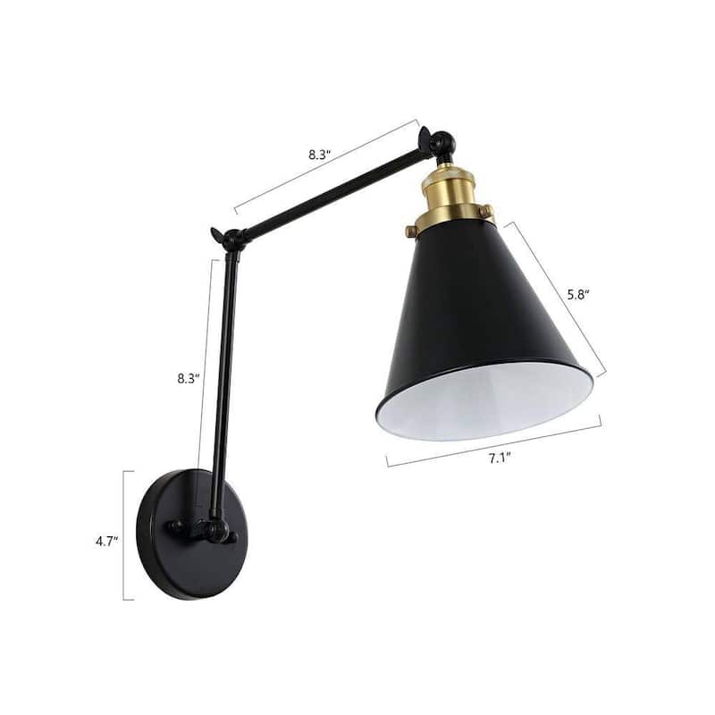 WINGBO Swing Arm Adjustable Wall Sconce with Shade, 2-Pack...