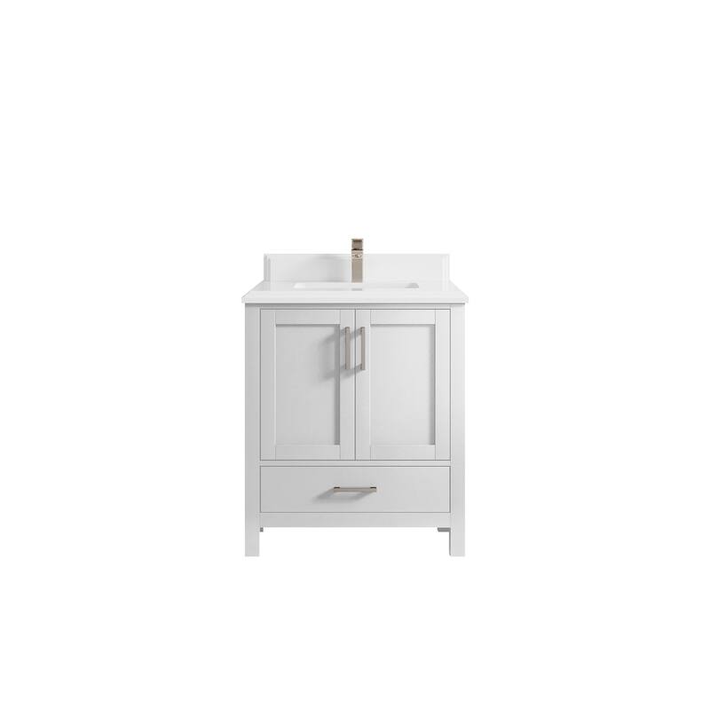 Willow Collections 30 in. W x 22 in. D Malibu Single Sink Bathroom Vanity with Countertop - 1.5" White Quartz - White