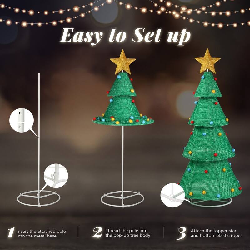 6ft Pre-Lit Pop-Up Christmas Tree with 200 LED Lights - Green