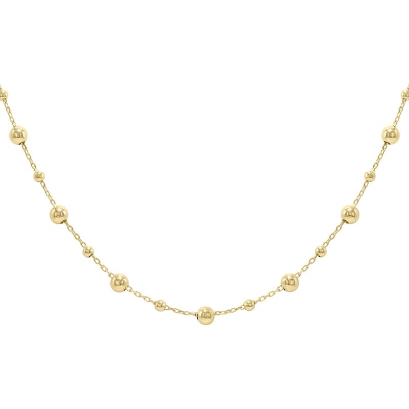 Marquee Jewels 14K Yellow Gold Bead Station Necklace with Lobster Clasps