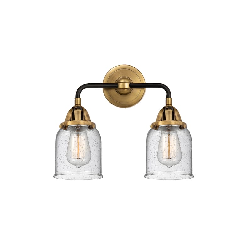 Innovations Lighting Nouveau 2 Bell - 2 Light 13" Bath Vanity Light - Black Antique Brass/Seedy